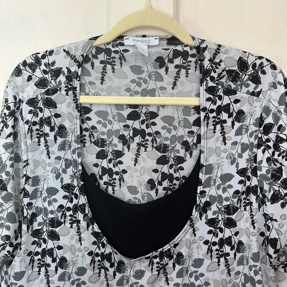 Dressbarn Womens‎ Top Plus Size 2X Pullover Blouse gray Black Floral Career Work - Picture 5 of 6